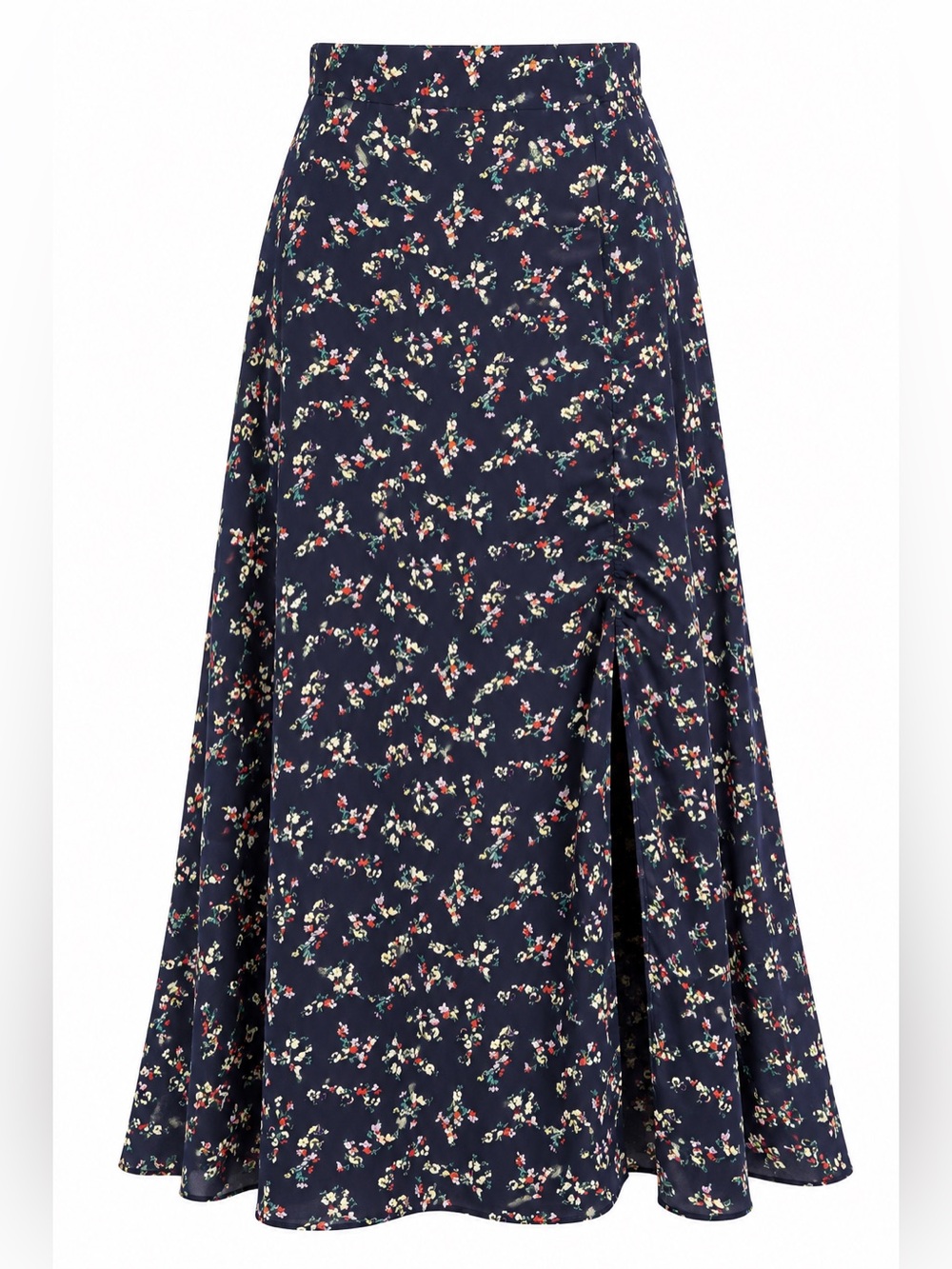 Lulus Bliss Me Navy Blue Floral Print Midi Skirt Size M